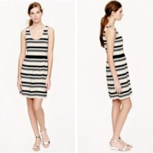 J. Crew Sleeveless Mini Dress Striped Black & Cream Tank Style Babydoll Dress XL